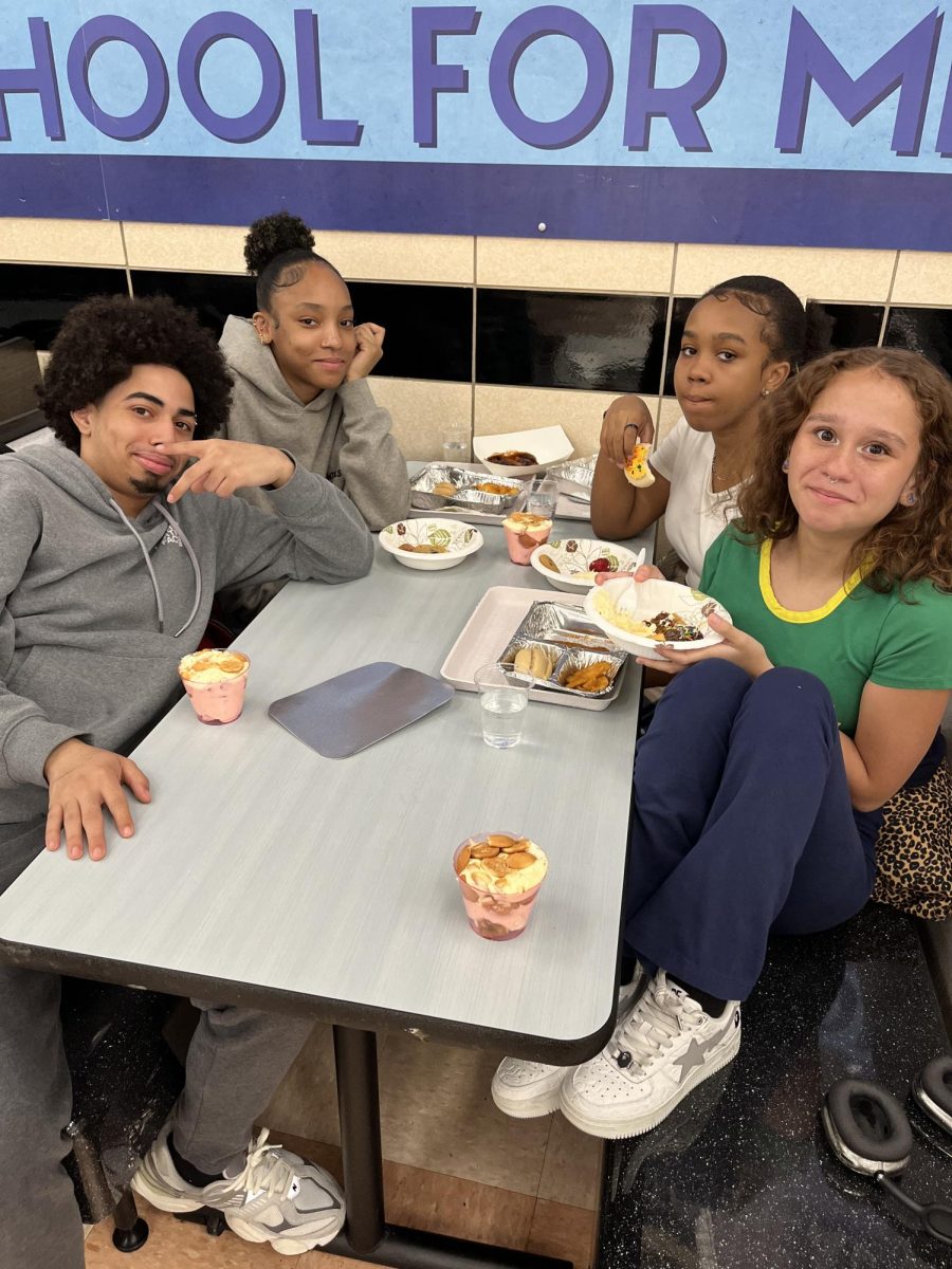 TCA seniors Angel Salazar, Iysis Romani, Davina Dewar and Delilah Garcia (left to right) enjoying the TCA dessert share.