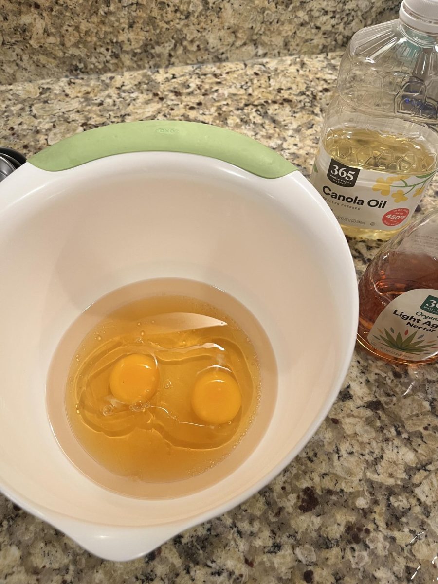 Add two eggs and whisk.  