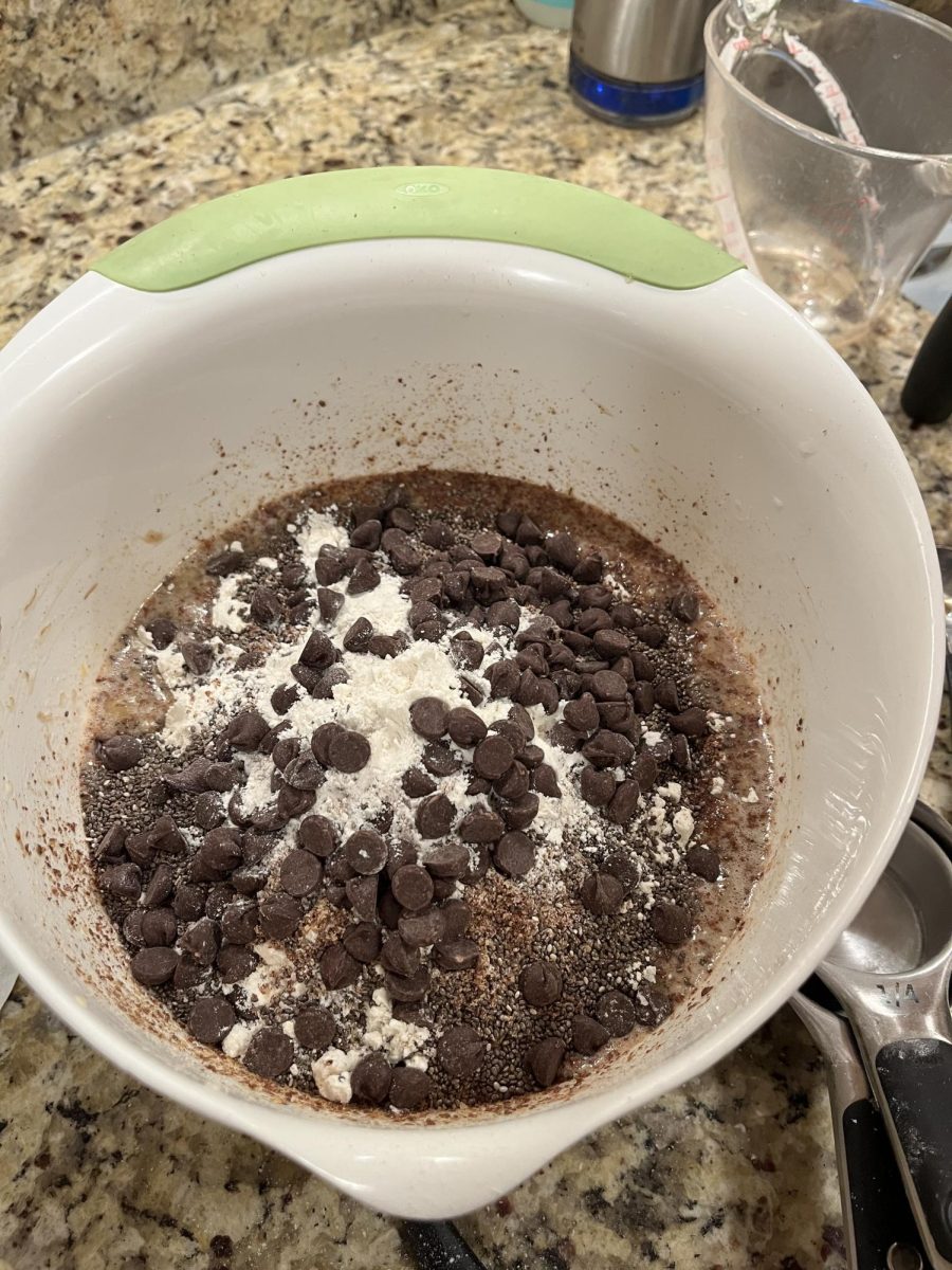 Add the dry ingredients.  Don't forget the chocolate chips!