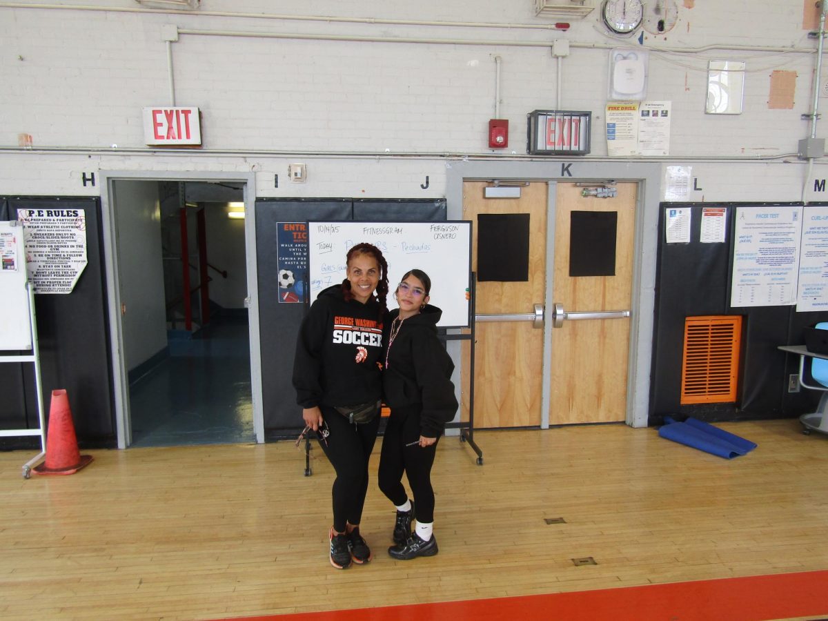 Volleyball Coach Ms. Ferguson with TCA reporter Juliett Tobal.  