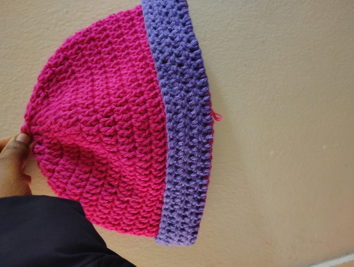 One of Rosa Howell's colorful and warm hats.  
