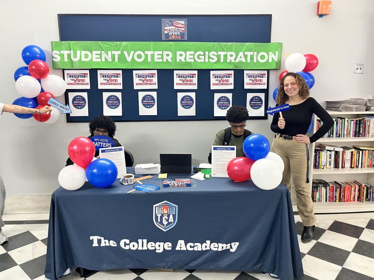 Social studies teacher Danielle Sweetser (right) organized the voter registration effort at TCA.